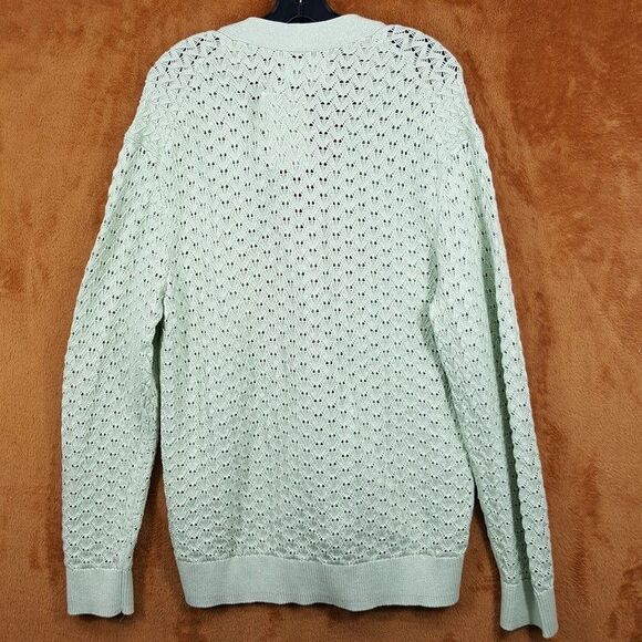 NN07 Sweater Mens XL Lime Green Cardigan Button Up Loose Knit Cotton MANUEL $305 - Picture 5 of 10